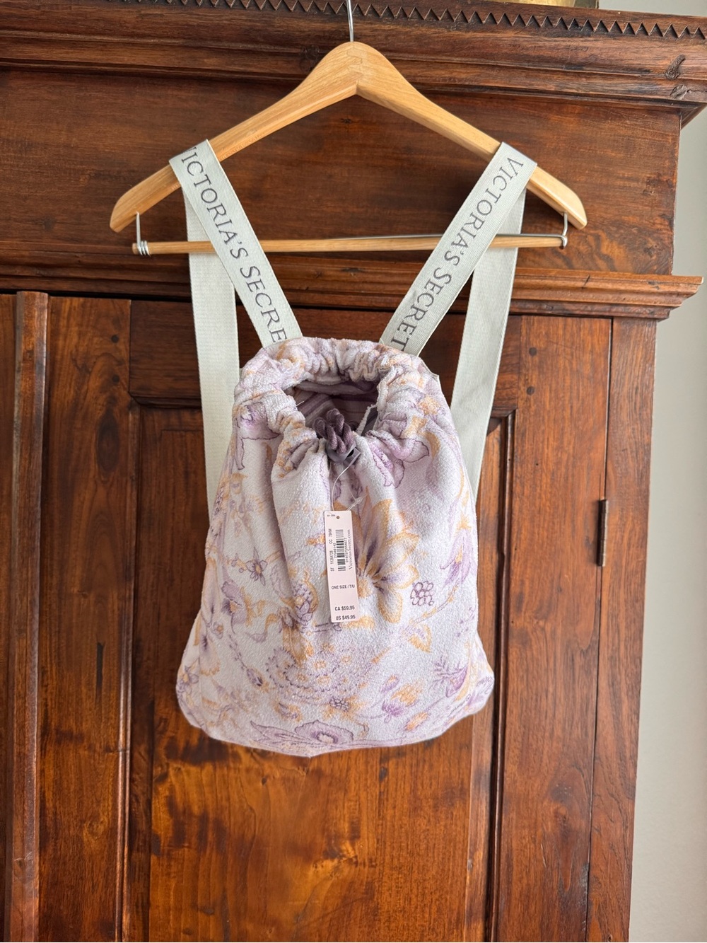 Victoria's Secret Packable Floral Stripe Beach Towel 2 in 1 Backpack Style NWT